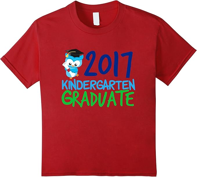 Kids 2017 Kindergarten Graduate TShirt with Blue Owl Clothing