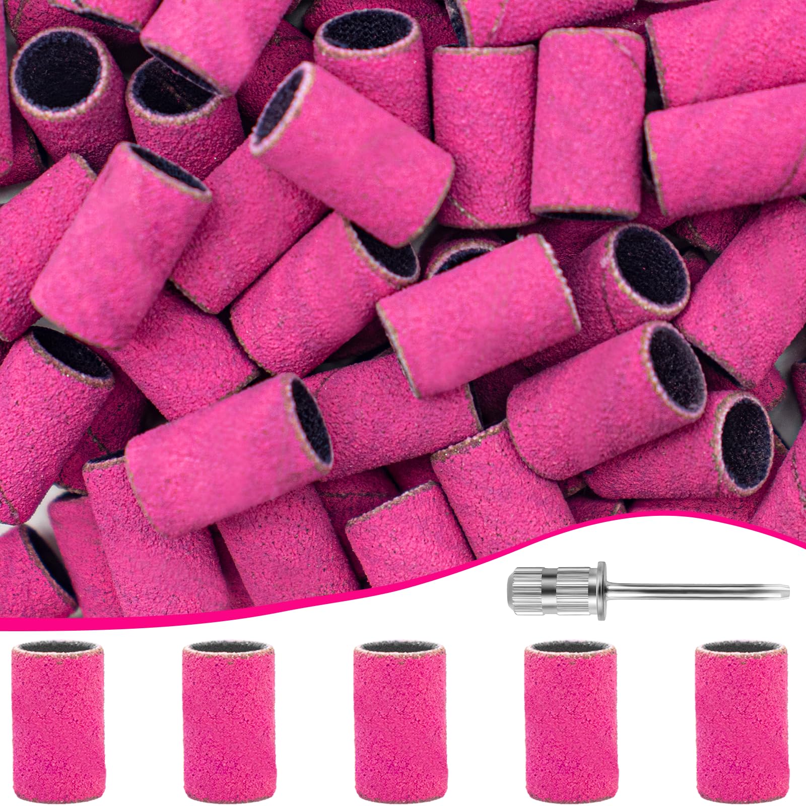 METEOROCK Sanding Bands for Nail Drill 100pcs, 180 Grit Nail, Natural Nails, Professional Fine With 3/32 Inch Bit Pedicures, Purple