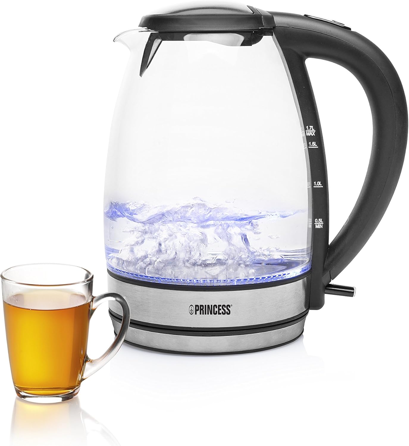 Princess 236015 1.7L 2200W Black,Stainless steel electrical kettle