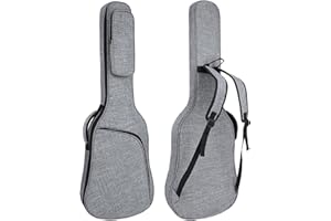 MUZTOP 39 Inch Electric Guitar Bag Soft Guitar Case, 11 MM /0.4in Thick Padded Electric Guitar Gig Bag Waterproof Guitar Backpack with Pockets, Grey