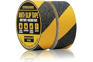 STRBOXONG Anti Slip Tape - 2 Rolls Black & Yellow Safety Grip Tape, 2" x 394" (5cm x 10m) High Traction Abrasive Adhesive Tre