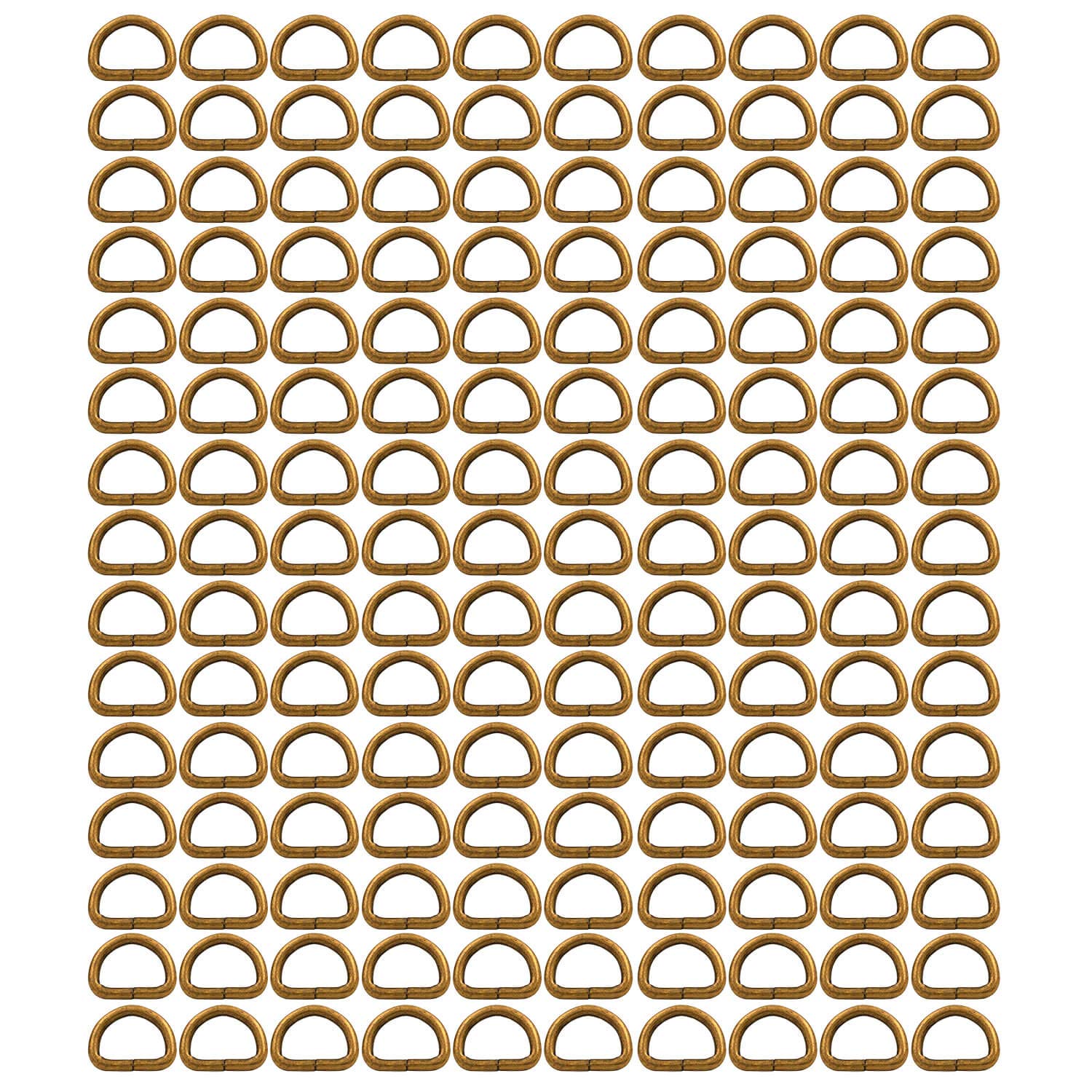 BIKICOCO Metal D-Rings Buckle, 1/2 Inch Non-Welded for Webbing Sewing DIY - Bronze - Pack of 150