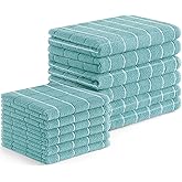 Homaxy Microfiber Kitchen Towels and Dishcloths Set, 12 Pack Soft and Absorbent Dish Hand Towels Bulk, 28 x 16 Inch & 12 x 12 Inch Quick Drying Rags for Washing Dishes, Lake Blue