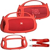 XEGIMOR Silicone Cover Case Compatible with JBL Charge 4/5 Portable Bluetooth Speaker, Soft Skin Sleeve for JBL Charge 4/5 Bluetooth Speaker Accessories (Red Case, NOT for Wi-Fi Version)