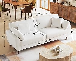AMERLIFE Sofa, 86 Inch Modern Couch with 4 Throw
