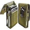 KATOLK Dual Phone Holster, Large Smartphone Belt Multi-Purpose Tactical Pouch Cell Phone Holder for Work, Hiking, Camping, Barbecue, Rescue (Army Green)