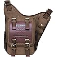 Mens Vintage Canvas Shoulder Messenger Bag Chest Leather Patchwork Messenger Bag