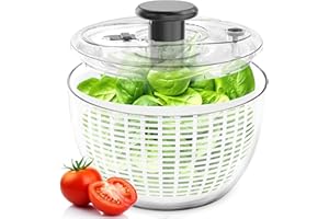 Fullstar Large Salad Spinner- Lettuce Spinner, Fruit Washer Spinner, Fruit Dryer Spinner, Fruit Spinner Dryer, Fruit Cleaner Spinner, Salad Spinners Salad Dryer, Vegetable Spinner - 6.3 Quart (White)