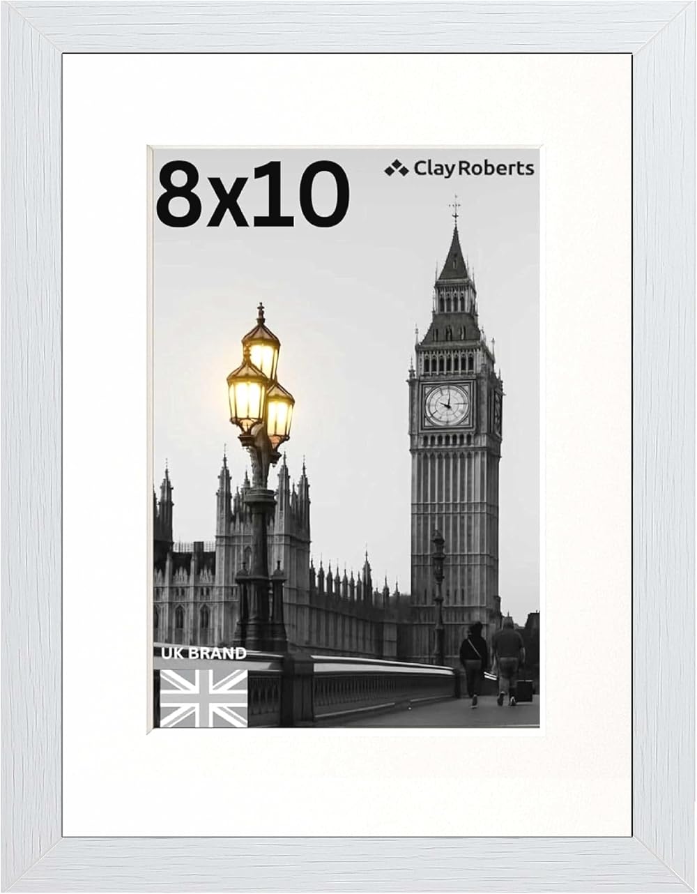 Clay Roberts 8x10 Picture Frame White Freestanding Wall Mountable 20x25 cm