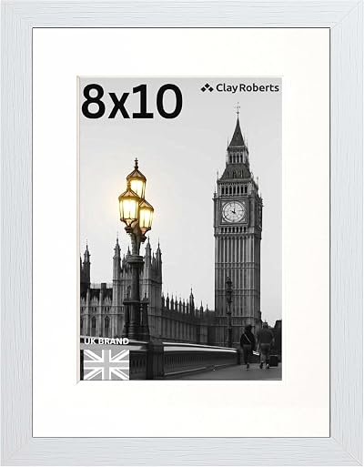 Clay Roberts 8x10 Picture Frame White Freestanding Wall Mountable 20x25 cm