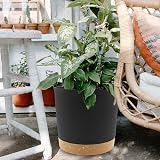 QCQHDU Plant Pot 30.5cm Two Pack Drainage Hole Tray Dark Grey Indoor Outdoor view 5
