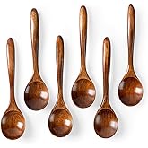 Hefild Small Wooden Spoons for Eating, 6-Piece Set, 6.7 Inch, Honey Spoons | Hardwood construction and compact bowls make the spoons practical for tea, condiments,desserts and narrow jars or canisters