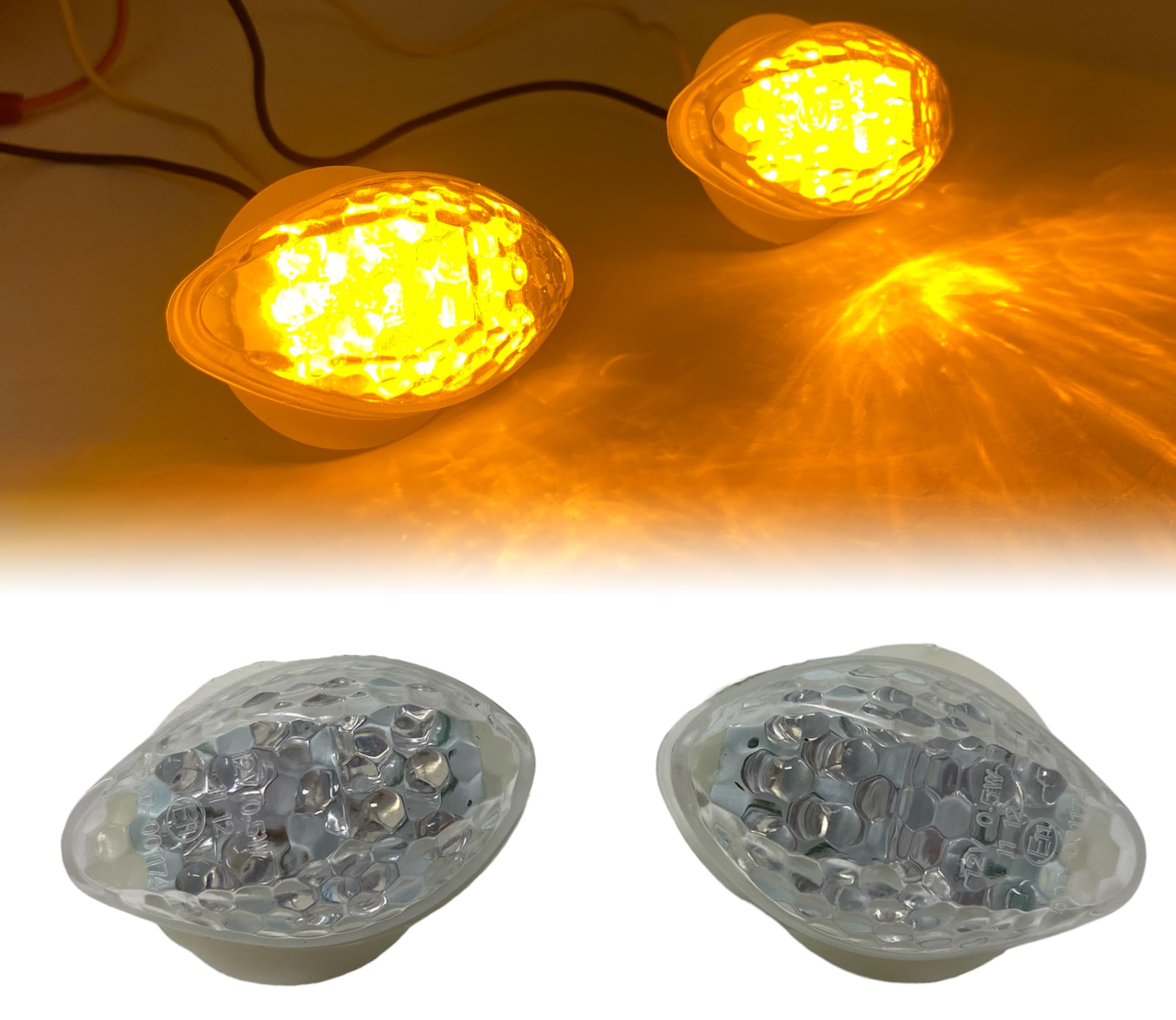 Alchemy Parts E-Marked Homologated Flush Mount LED Indicators for Motorbike - Pair of Clear Lens Signals, Compatible with Honda Sportsbikes