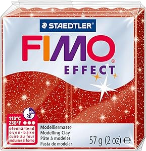 Staedtler FIMO Effects Polymer Clay - -Oven Bake Clay for Jewelry, Sculpting, Glitter Red 8020-202