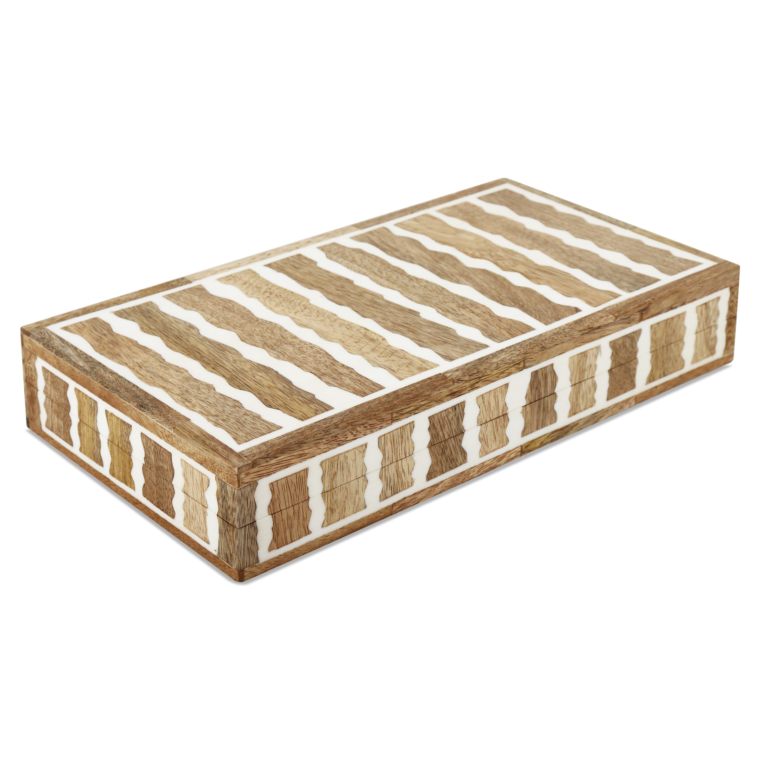 Handicrafts Home Decorative Storage Box with Lid, Boxes for Home, Coffee Table & Bookshelf, Keepsake & Memory Organizer, Remote Holder, Trinket Box, Boho & Vintage Accent Decor, KEPT SAFARI, 12X6X2