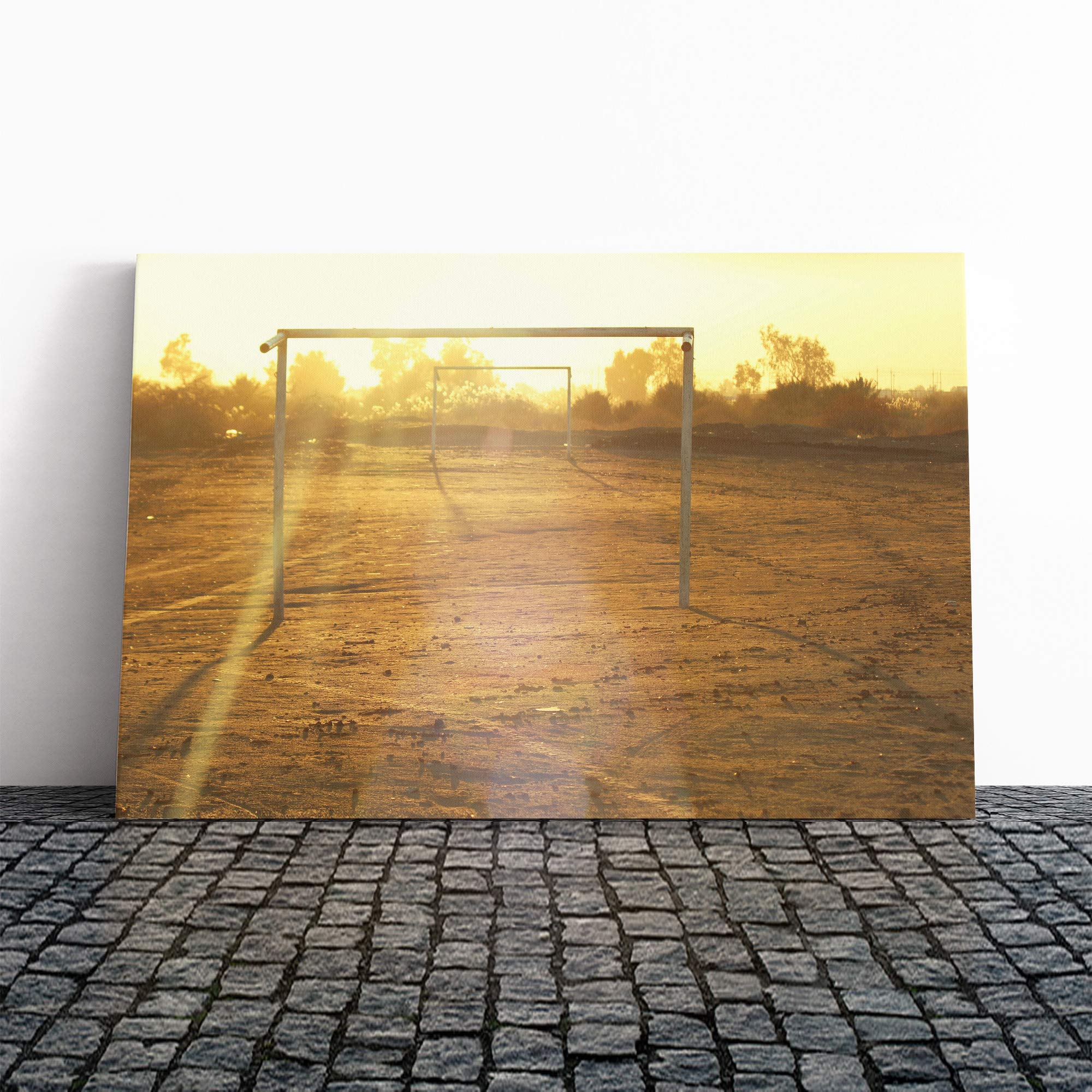 Football Pitch Goals Canvas Print | Gallery Wrapped 30mm Frame Wall Art | 20x14 inches | Ready to Hang | Modern Sport Picture | Living Room Bedroom Lounge Office