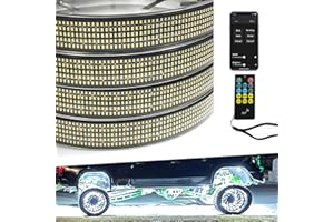 NBWDY New 4Pcs 17in 5 Row Wheel Lights for Truck with APP & RF Remote Control,Waterproof IP68 Wheel Rim Lights kit,Pure White Wheel Ring Lights for Car Wheel(4680 LEDs)