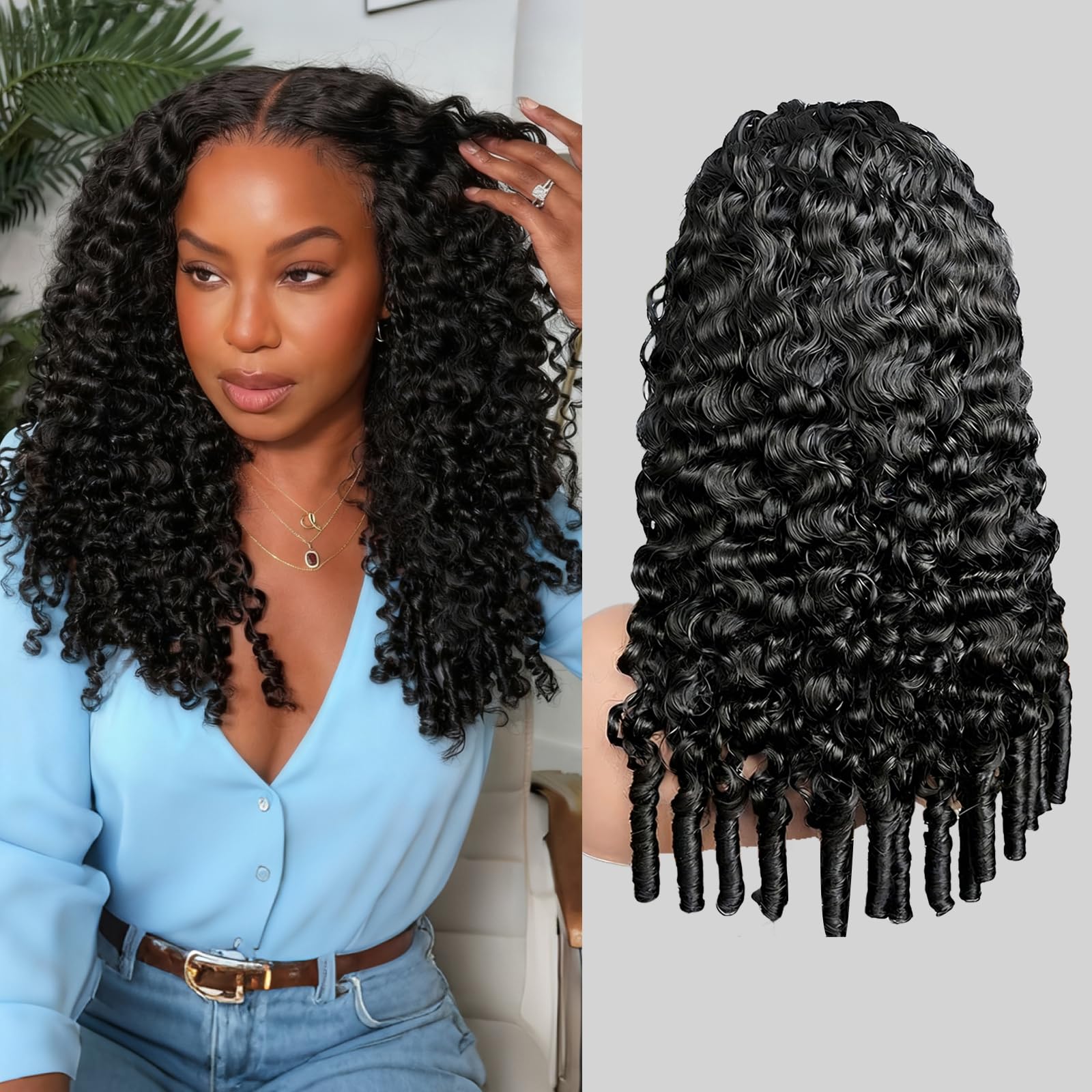Photo 1 of GHkfs Burmese Curly Wig Human Hair 250 Density Human Hair Wig 13x6 HD Lace Front Wigs Human Hair for Black Women Curly Human Hair Wig Natural Color 24inch