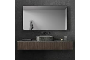 JISOSO Black Bathroom Mirror, 55 x 30 Inch Rectangular Metal Framed Vanity Mirror for Wall, Rounded Corner,Tempered Glass, Anti-Rust(Horizontal/Vertical)