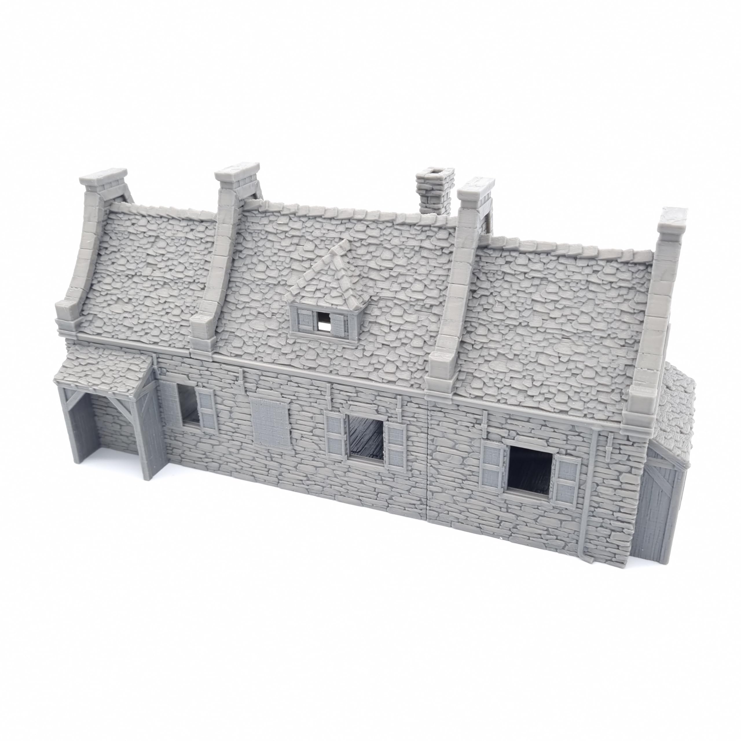 QP3D - Stone House Model Terrain, Wargaming Scenery for Tabletop, 28-32mm Scale, 16-20 Century Medieval European Building for RPG 2WW and Railway Modelling Movable Doors, 3D Paintable (28mm)