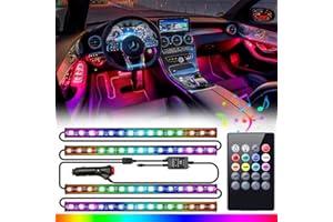 EJ'S SUPER CAR Interior Car Lights, Car Led Lights Interior 4 Pcs 48 Led Strip Light for Car with Remote, Music Sync Color Change RGB Under Dash Car Lighting with Car Charger 12V 2A LED Lights for Car (RGB)