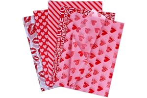 AORZIT Valentines Day Tissue Paper Bulk 80 Sheets Assorted 5 Designs Red Pink Heart Lip Love You Pattern Wrapping Tissue Paper Bulk for Gift Bags Mother's Day Birthday Wedding Decor