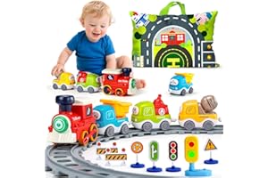 ALASOU Electric Train Set for Toddlers with Steam Spray|Light&Music Magnetic Car Toy with Tracks,Playmat/Storage Bag|Christmas Birthday Gift for 3 4 5 6 Year Old Boys Girls|Stocking Stuffers for Kids