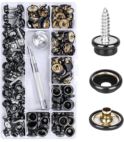KPPTYTY Marine Canvas Snaps, 24-Piece Set – Stainless Steel 3/8" Socket & Screw For Saltwater & Outdoor Use