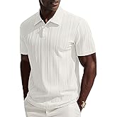 PJ PAUL JONES Mens Polo Shirts Short Sleeve Textured Knit Polo Casual Dress Shirts Summer Golf Shirts Fashion Tops