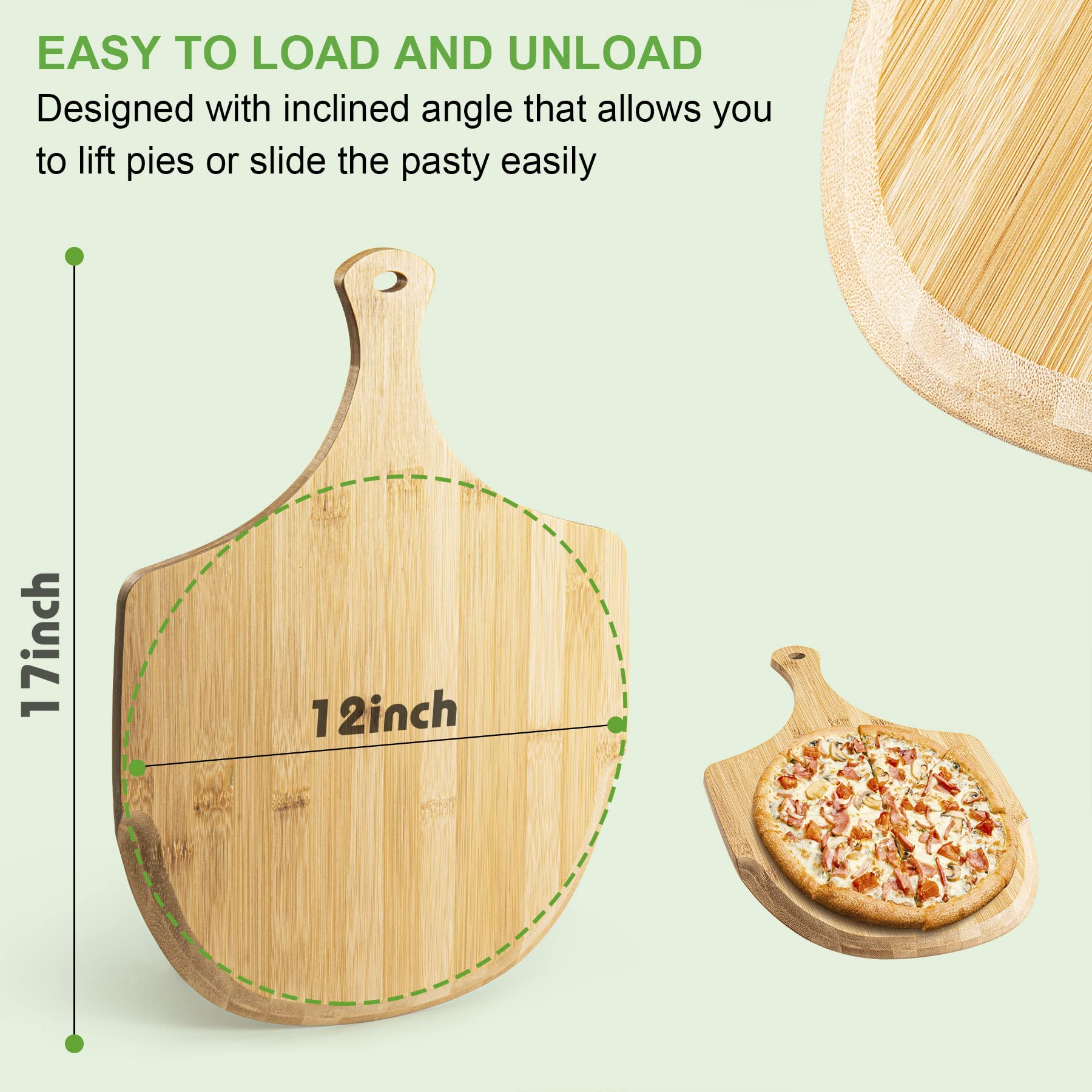 LX LERMX Pizza Peel, Premium Bamboo Pizza Spatula Paddle Cutting Board Handle (Baking Pizza, Bread, Cutting Fruit, Vegetables, Cheese)
