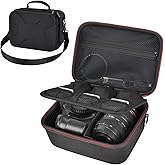Comecase Hard Camera Case for Canon EOS Rebel T7 R50 R100 R10 R5 R6 R8 Mark II, DSLR Mirrorless Camera Bag with 6 Slots &Adjustable Divider for Lens and Accessories, Travel Storage, Black+Red Zipper