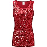 Formeet17 Women's Sparkly Sequin Tank Tops Night Out Party Club Tops