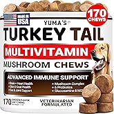 Turkey Tail Mushroom for Dogs - 170 Count - Mushroom Chews for Dogs Lipoma Lumps and Bumps - Immune Health, Digestive, Skin, Energy, Joint Vitamin Support Guard Buddy - Multivitamin Supplement