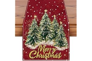 Artscope Christmas Tree Table Runner, Xmas Winter Holiday Kitchen Dining Table Decoration for Christmas Home Decor 13x72 Inch-Red