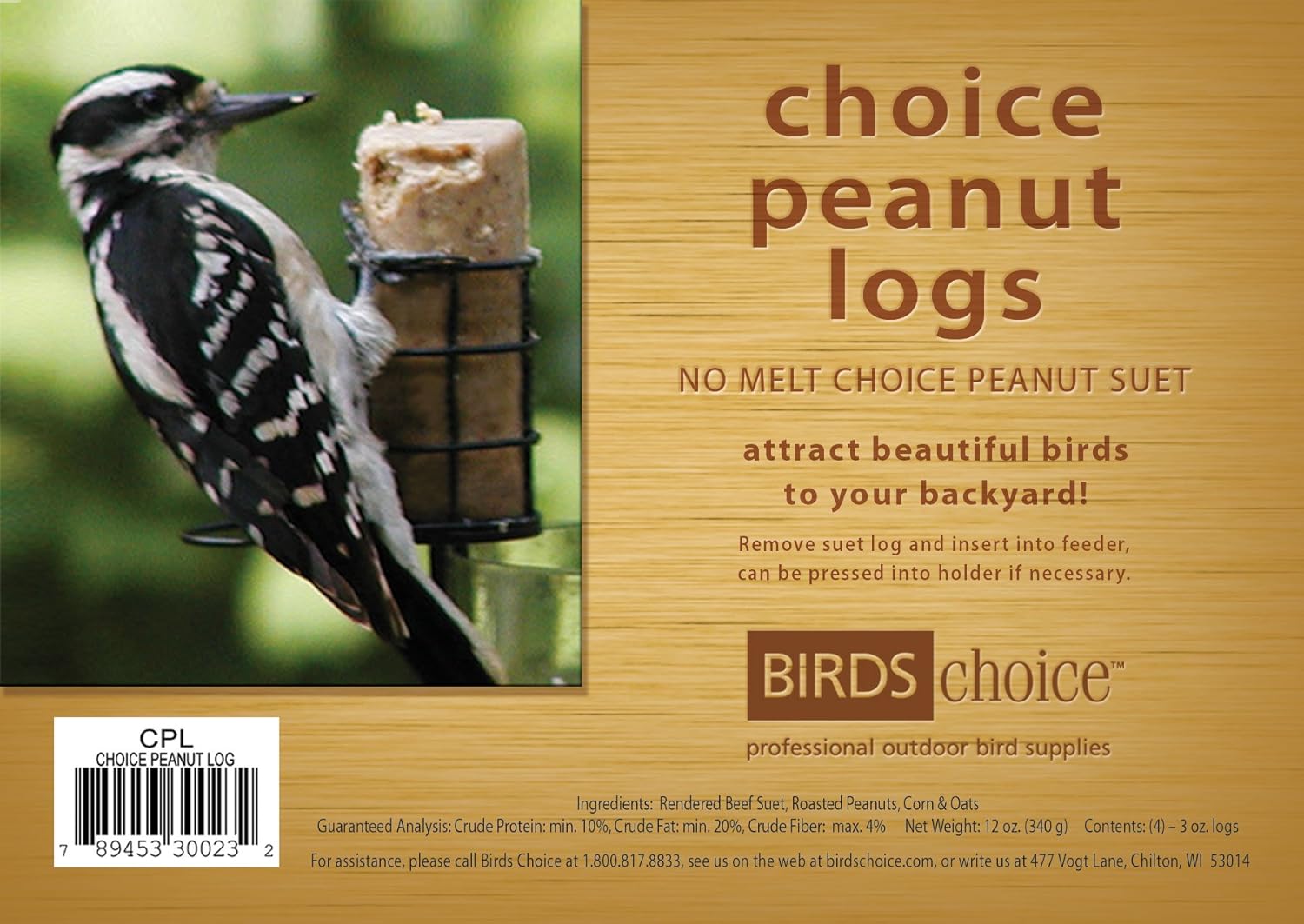 Amazon Com Birds Choice Peanut Suet Log 3oz 4 Pack Wild Bird