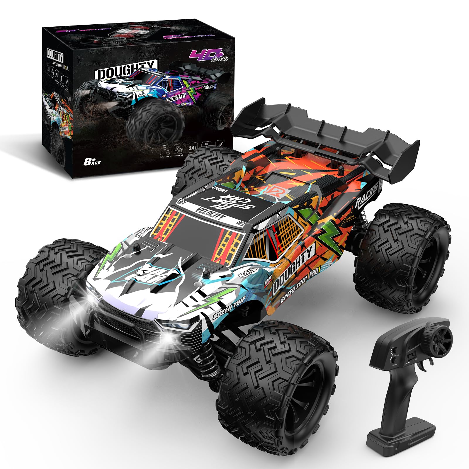 BORSCELLOR 40KM/H Remote Control Car, 1:16 Fast RC Cars for Adult, 4WD Remote Control Monster Truck High Speed 4X4 Off-Road RC Cars with 2 Batteries for Boys Adults Age 8+