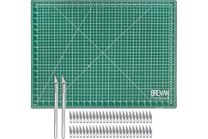W.A. PORTMAN WA Portman Precision Craft Knife & Cutting Mat Set with 2-sided 18x24 Inch Self-Healing Craft Cutting Mat & 2 Precision Knives with 50 Extra Hobby Knife Blades - Hobby Mat with Craft Knife Set