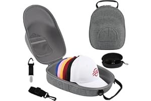 Anguu Hat Travel Case, Hard Hat Carrier Organizer with Clip & Glasses Storage, Holds 6 Baseball Caps for Home/Travel - Grey