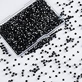Laopottbeads 1200pcs Black 3mm Bicone Crystal Beads for Jewelry Making – Small Faceted Glass Beads for Bracelets, Earrings, Loc Sprinkles, DIY Crafts