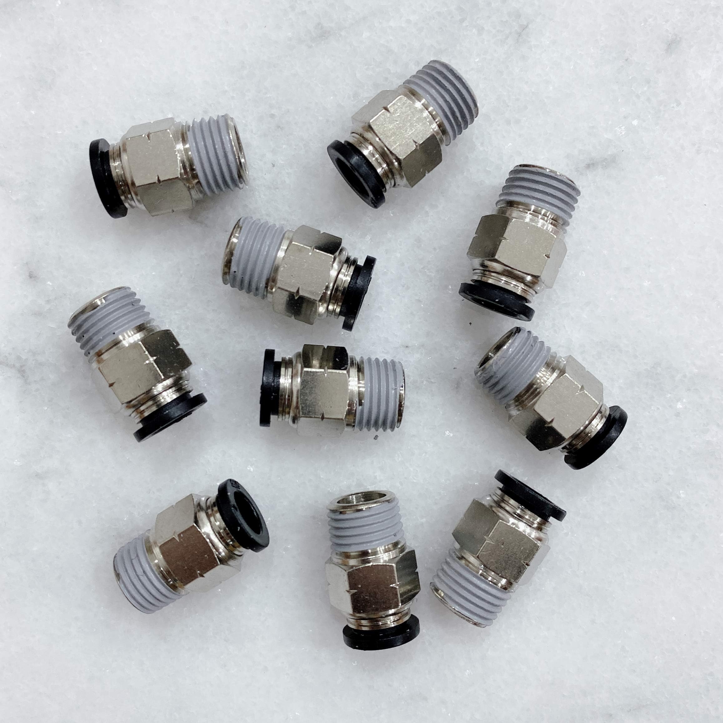 MacCan Pneumatic PC5/16-N2 Male Straight Air Hose Connectors 5/16" Tube OD x 1/4" NPT Thread Push to Connect Fittings (Pack of 10)