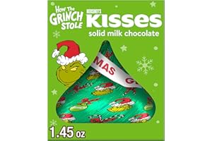HERSHEY'S KISSES Grinch Solid Milk Chocolate, Small Christmas Candy Gift Box, 1.45 oz