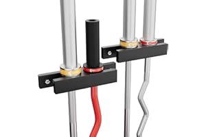 MIUONO Barbell Holder, Wall Mount Barbell Storage Hanger for Vertical Barbell Wall Rack, Garage Gym Olympic Bar Holder, Fits Under 40 mm Bar in Size, 2 Pack
