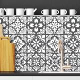 WALPLUS Grey Tile Stickers 24 pcs 15x15 cm Self Adhesive Kitchen Tiles view 5