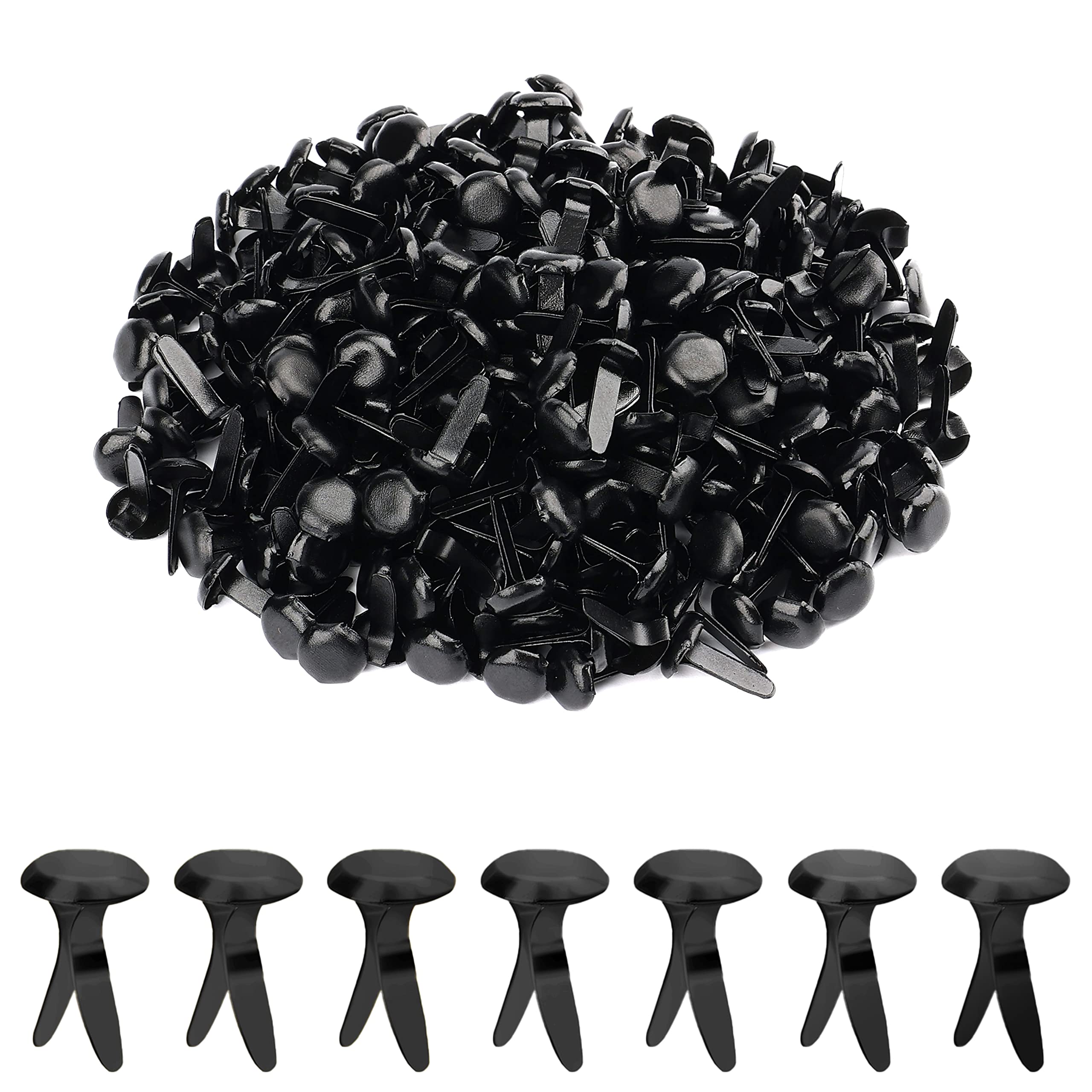 AIEX 600 Pieces Metal Paper Fasteners Round Brass Fasteners Split Pins for DIY Projects Scrapbooking Office 12 x 8 mm (Black)