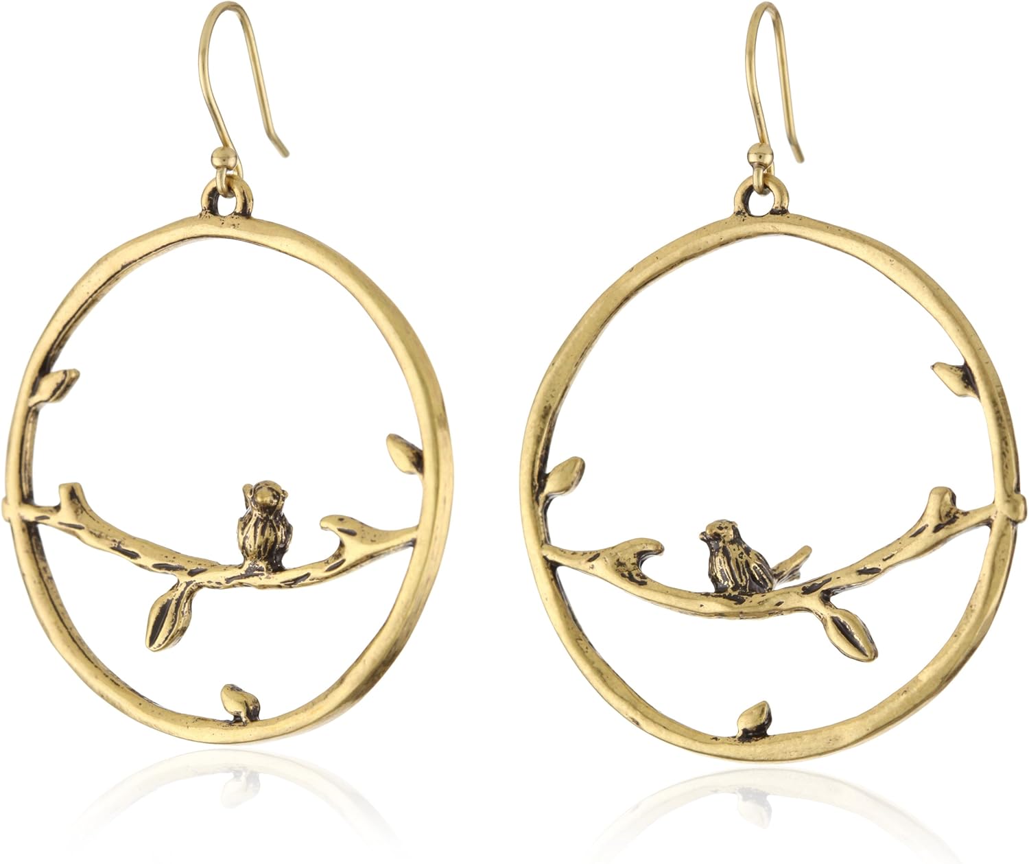 Lucky Brand "Openwork Ears" GoldTone Bird On Branch Earrings Drop Earrings Jewelry