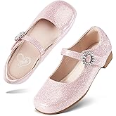Stelle Girls Dress Shoes Mary Jane Ballet Flats Flower School Shoes for Wedding Party Toddler/Little/Big Kid