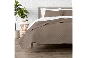 Bare Home Coverlet Set - Lightweight Bed Decor - Comforter Alternative - All-Season Quilted Bedspread (Full/Queen, Taupe)