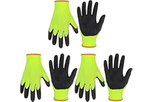 HANDLANDY 3 Pairs Kids Gardening Gloves for Age 2-13 Latex Free, Nitrile Coated Toddler Garden Yard Work Gloves for Childrens Little Girls Boys Youth (Size 3, Yellow)