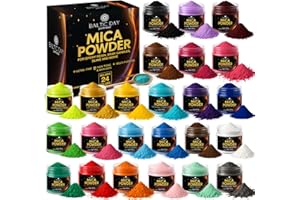 BALTIC DAY Mica Powder for Epoxy Resin – 24 Ultra-Vibrant Colors in Large 10g Jars (240g Total) – High-Pigment Cosmetic-Grade Pearlescent Powder for Soap, Slime, Candle Dye & Crafts