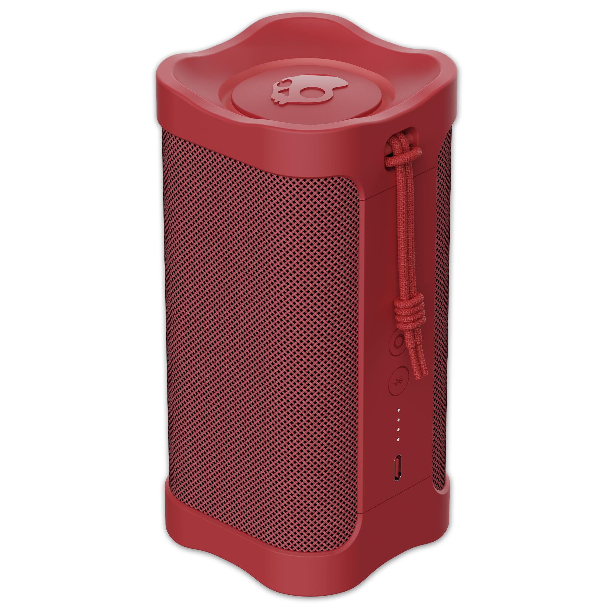 Photo 1 of Skullcandy Wireless Bluetooth Speaker - IPX7 Waterproof Portable Terrain Speaker with Dual Custom Passive Radiators, 14 Hour Battery, Nylon Wrist Wrap, & True Wireless Stereo (Red)